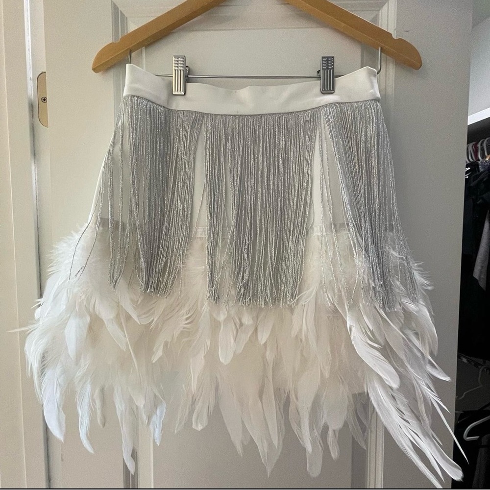 White Bridal Feather Bachelorette Skirt